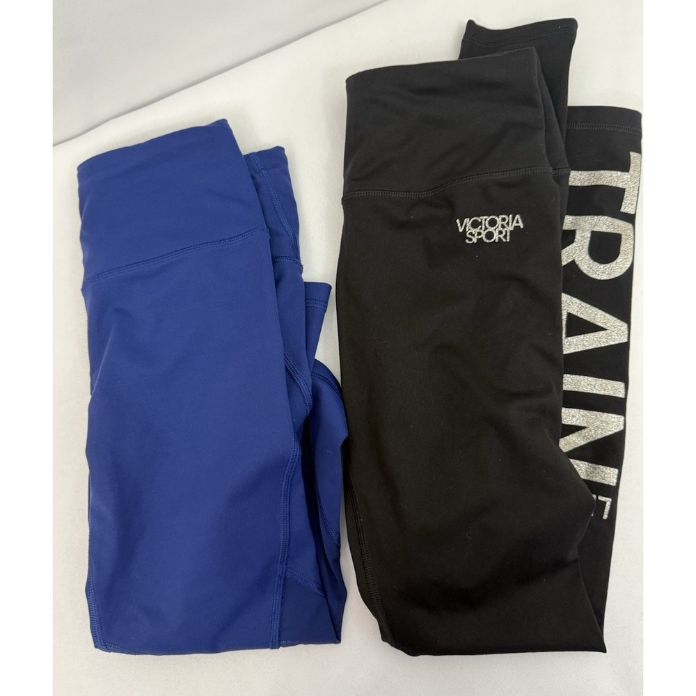 Lot‎ of 2 Victorias Secret Sport Knockout Leggings Womens Size XS Blue Black